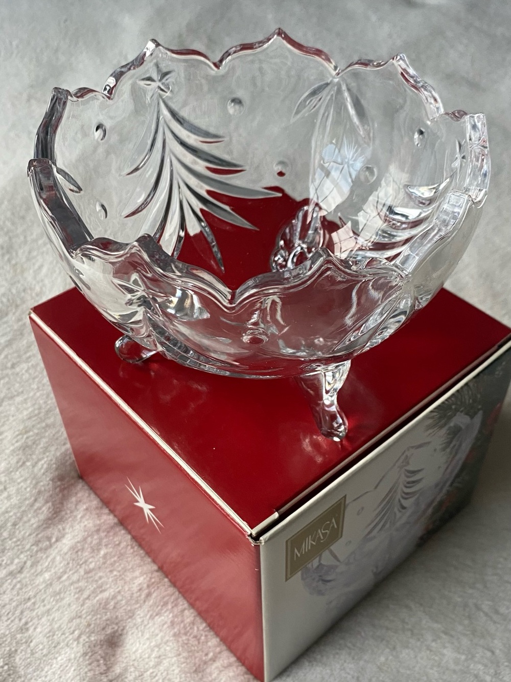 Mikasa Holiday Classic Crystal Footed Bowl  Candy Dish 6”